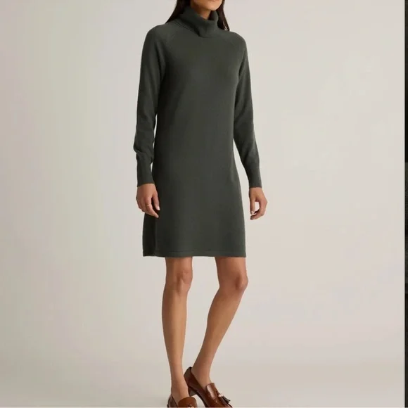Quince | Dresses | Quince Womens Mongolian Cashmere Turtleneck Mini Dress  Green Small | Poshmark